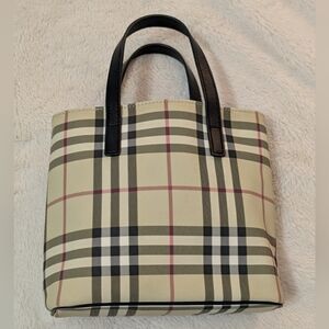 Burberry Plaid Tote Bag with Black Handles